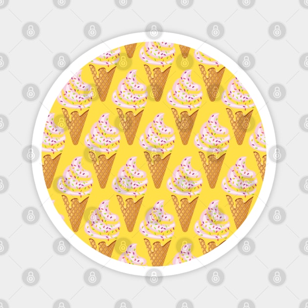 Ice cream pattern frozen yogurt in waffle cone Magnet by Cute-Design